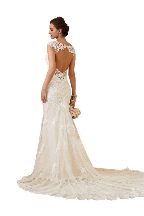 Modern Chapel Train Sweetheart Mermaid Lace Wedding Dress with Keyhole Back