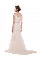 Cap Sleeves Off the Shoulder Ruched Mermaid Tulle Beach Wedding Dress
