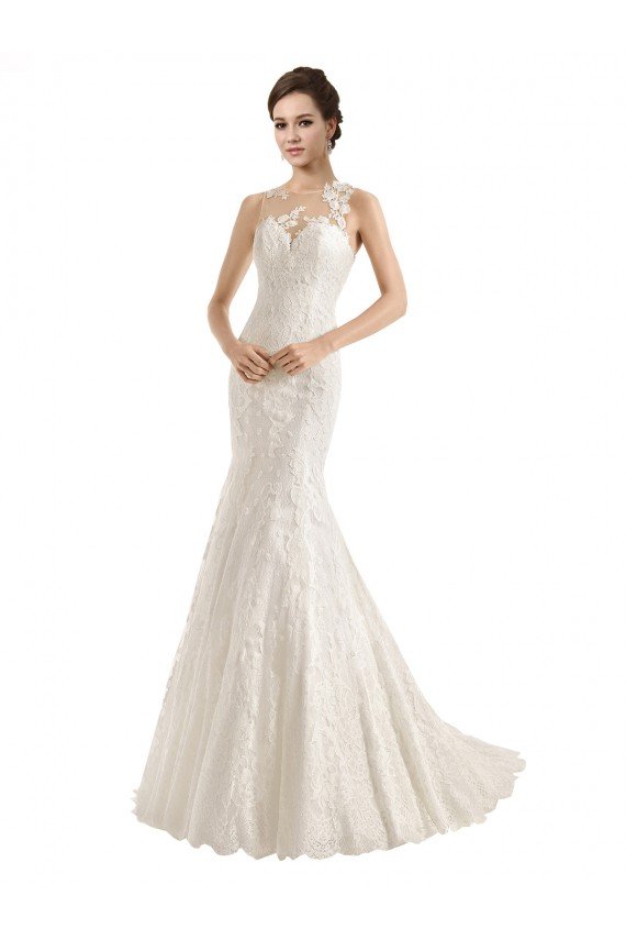 Illusion Neck Mermaid All Over Lace Wedding Dress