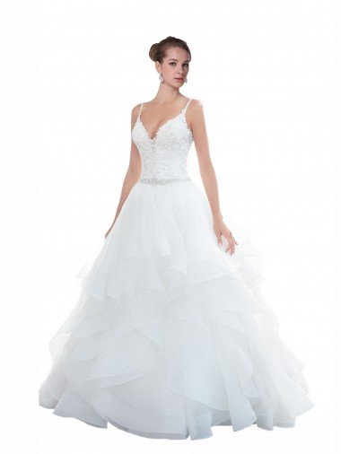 Shop Spaghetti Straps Ball Gown Beach Wedding Dress with Lace Bodice London