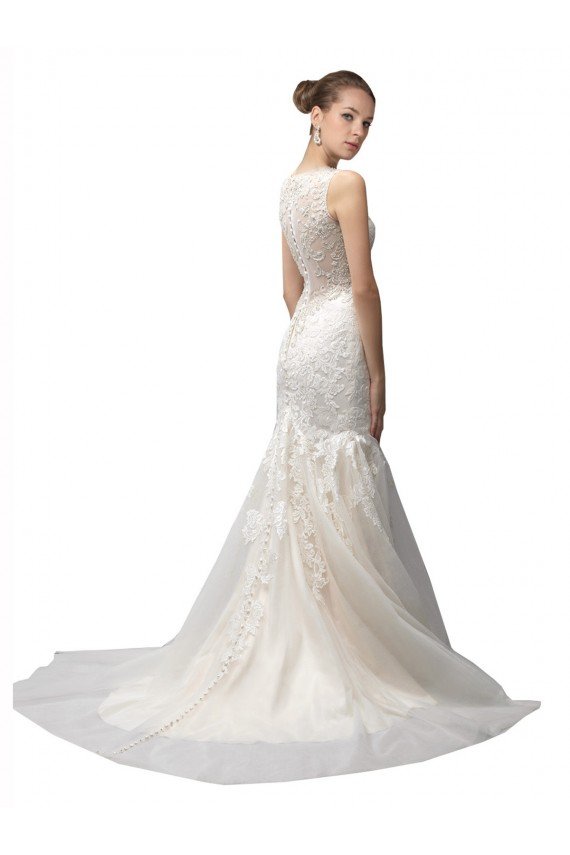Illusion High Neck Mermaid Lace Wedding Dress