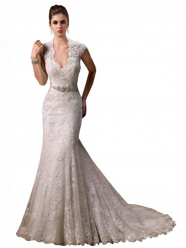 Shop Halter V-Neck Mermaid Lace Wedding Dress with Keyhole Back London