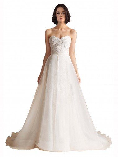 Shop Strapless Sweetheart Lace Bodice A-Line Organza Wedding Dress London