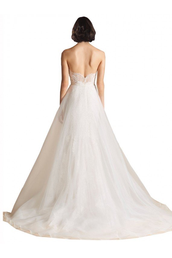 Strapless Sweetheart Lace Bodice A-Line Organza Wedding Dress