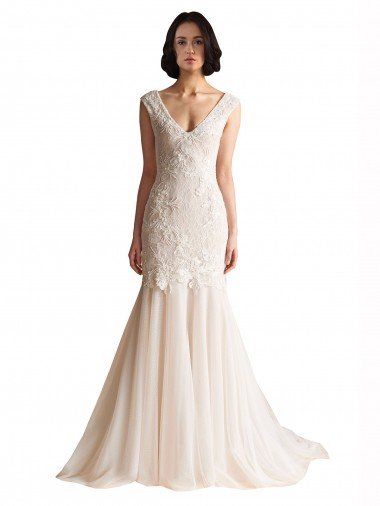 Shop V-Neck Mermaid Tulle Wedding Dress London