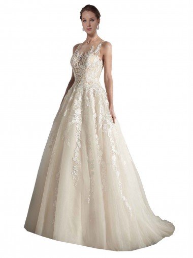 Shop Illusion Neck A-Line Tulle Wedding Dress London