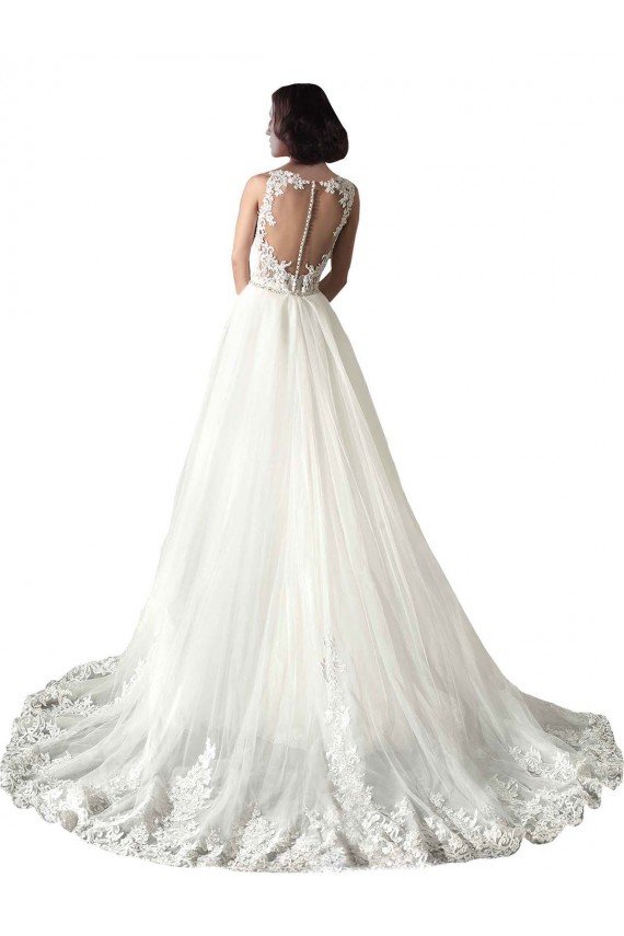Sweetheart Fit and Flare Tulle Lace Wedding Dress
