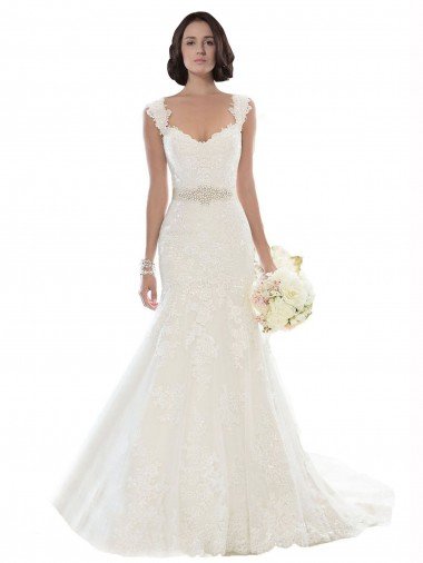 Shop Off the Shoulder Mermaid Lace Beach Wedding Dress with Beaded Belt London