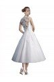 A-Line Short Tea Length Sweetheart Tulle Lace Beach Wedding Dress