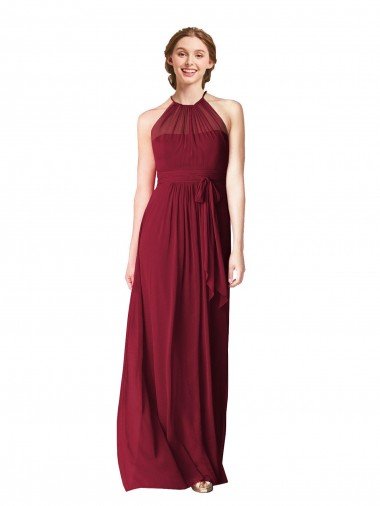 Shop Halter Neck Chiffon Bridesmaid Dress with Shirred Bodice London