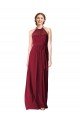 Halter Neck Chiffon Bridesmaid Dress with Shirred Bodice