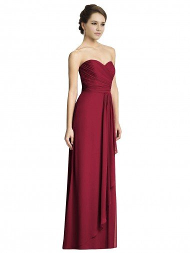 Shop Long Strapless Chiffon Bridesmaid Dress with Side Slit London