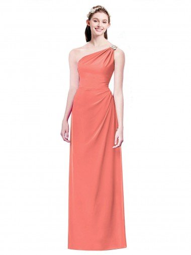 Shop Draped Full Length One Shoulder Chiffon Bridesmaid Dress London