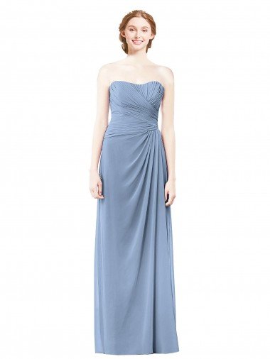 Shop Strapless Long Chiffon Bridesmaid Dress with Sweetheart Neckline London