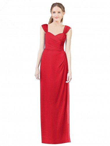 Shop Long Chiffon Bridesmaid Gown with Neckline Straps London