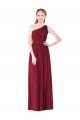 One Shoulder Full Length Long Chiffon Bridesmaid Dress.