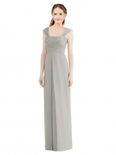 Shop Full Length Lux Chiffon Dress with Draped Bodice And Shirred Straps London