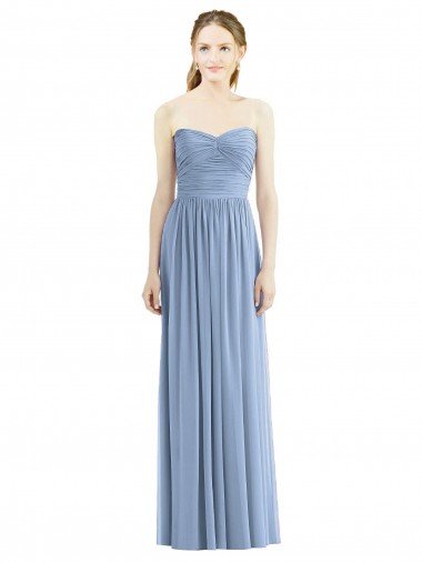 Shop Strapless Long Chiffon Dress with Sweetheart Neckline And Draped Bodice London