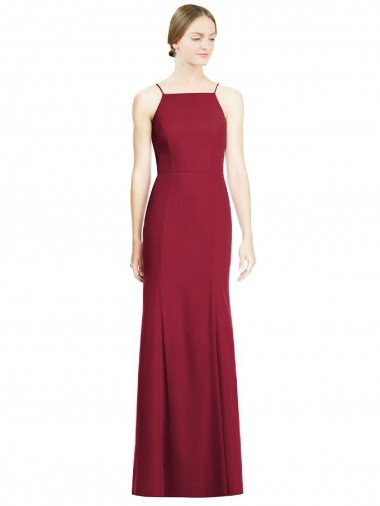Shop High Square Trumpet Chiffon Bridesmaid Dress with Lace-Up Open Back London