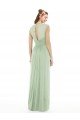 Sheer Back Cap Sleeves Long Chiffon Bridesmaid Dress 