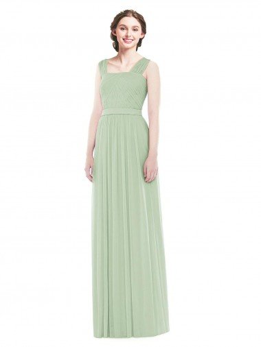 Shop Sleeveless Chiffon Long Bridesmaid Dress with Shoulder Straps London