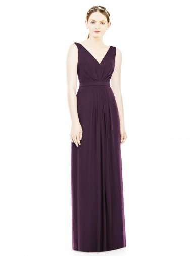 Shop V-Neckline Sleevelss Full Length Chiffon Bridesmaid Dress London
