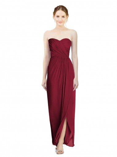 Shop Strapless Sweetheart Long Chiffon Bridesmaid Dress London