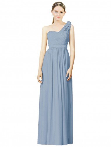 Shop Flower Shoulder Draped One Shoulder Chiffon Bridesmaid Dress London