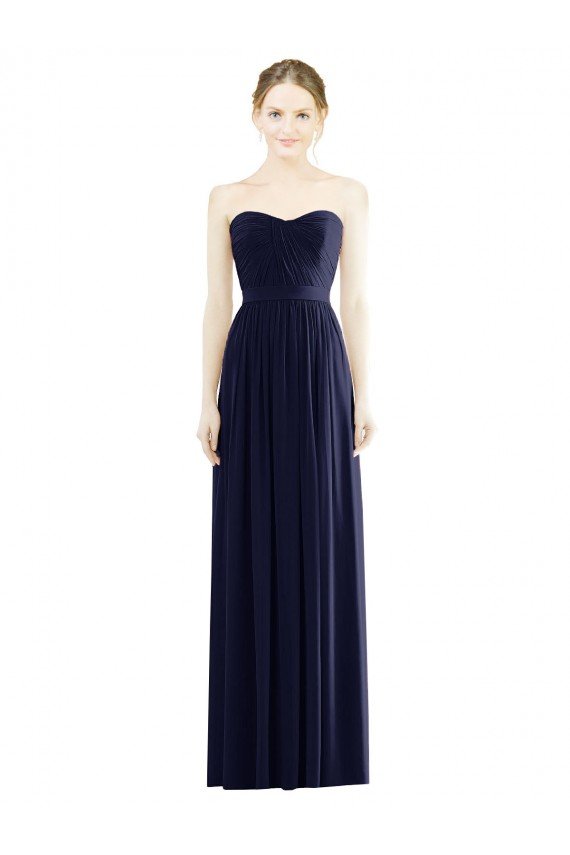 Low Back Draped Strapless Chiffon Formal Bridesmaid Dress 