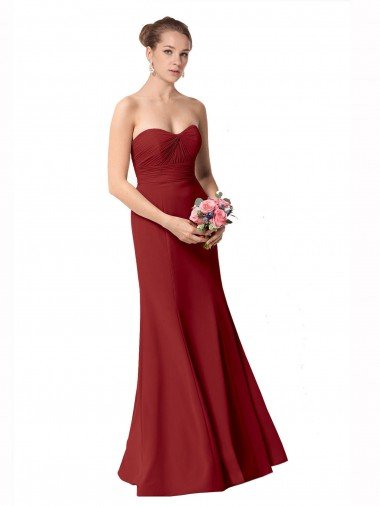 Shop Full Length Sweetheart Chiffon Bridesmaid Dress with Ruched Bodice London