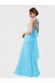 Long Halter Chiffon Bridesmaid Dress with Dropped Waist