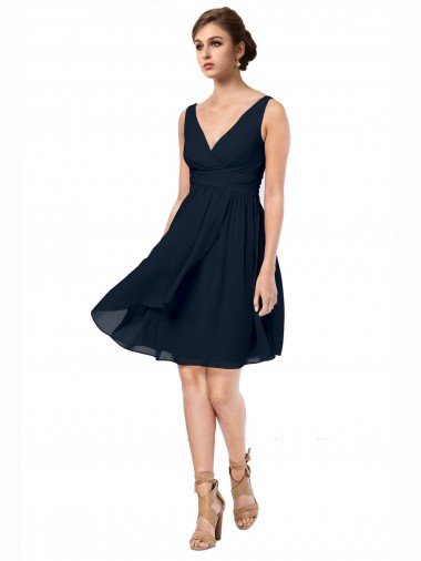 Shop Short Knee Length Criss Cross Draped Chiffon Cocktail Bridesmaid Dress London