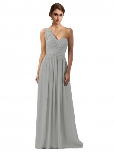 Shop Ruffled One Shoulder Floor Length Long Chiffon Bridesmaid Dress London