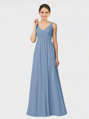 Shop Long Chiffon Bridesmaid Dress with Sweetheart Neckline and Wide Straps London