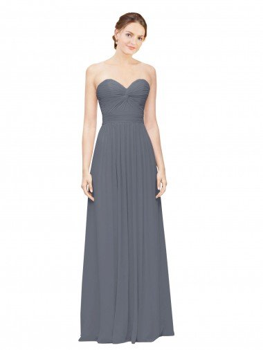 Shop Twisted Waist Pleats Sweetheart Long Chiffon Bridesmaid Dress London