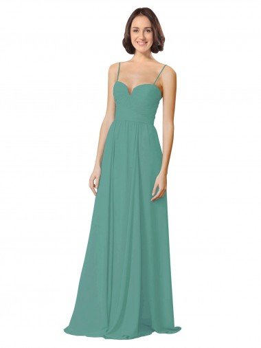 Shop Spaghetti Straps Sweetheart A-Line Chiffon Bridesmaid Dress London