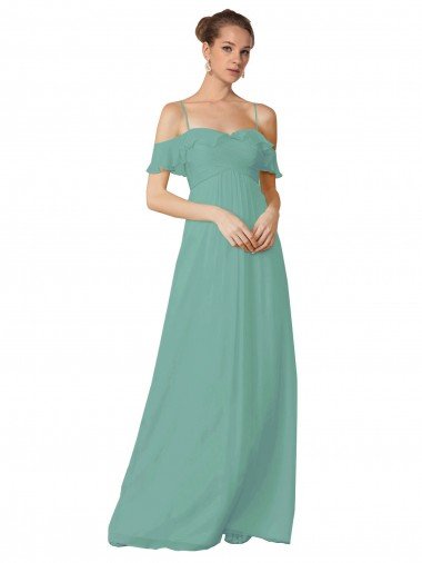 Shop Hand-Ruched Chiffon Bridesmaid Dress with Flutter Sleeves London