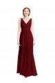 Long Chiffon V-Neck Bridesmaids Dress with Double Strap