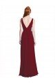 Long Chiffon V-Neck Bridesmaids Dress with Double Strap