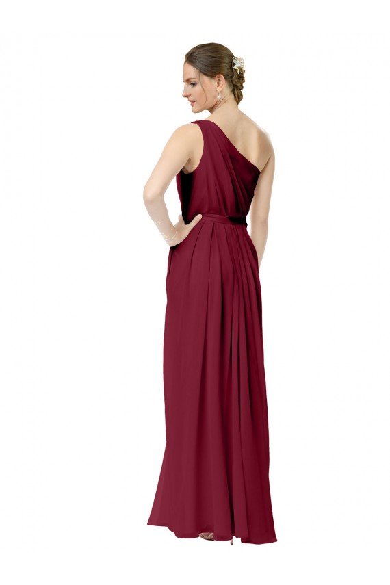 Draped One Shoulder Long Floor Length Chiffon Bridesmaid Dress
