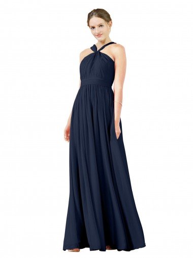 Shop High V-Neck Floor Length Chiffon Bridesmaid Dress London
