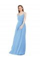 Pleated Low Back Long V-Neck Chiffon Bridesmaid Dress with Thin Straps