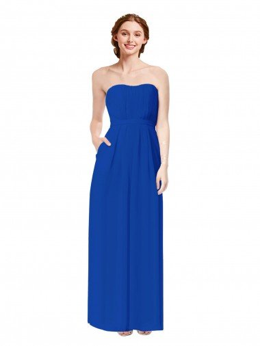 Shop Strapless Sweetheart Keyhole Back Long Chiffon Bridesmaid Dress London