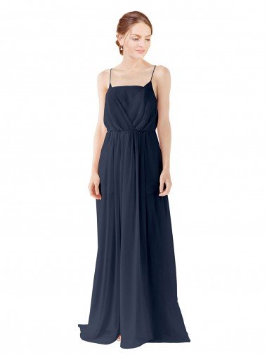 Shop Spaghetti Straps Open Back Long Chiffon Bridesmaid Dress London