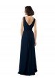 Chiffon Sleeveless Bridesmaid Dress with V Front and Back