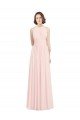 Sleeveless Chiffon High Neck Bridesmaid Dress with Diagonal Pleats