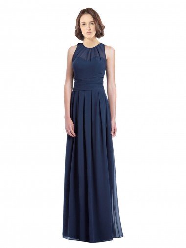 Shop Chiffon High Neck Sleeveless Bridesmaid Dress with Pleats London