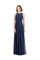 Chiffon High Neck Sleeveless Bridesmaid Dress with Pleats