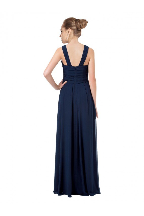 Long Chiffon Bridesmaid Dress V-Neck Top