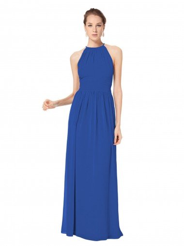 Shop Long Chiffon High-Neck Sleeveless Bridesmaid Dress London